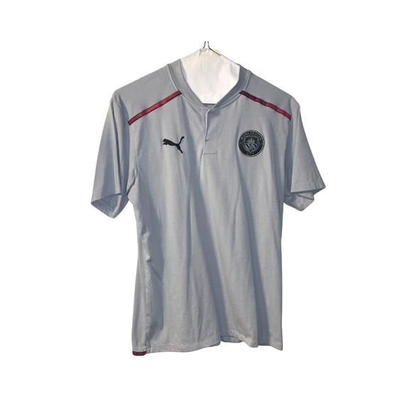 Puma Manchester City FC Soccer Tee Shirt Adults Size L 2021 Gray Cotton Blend - Picture 1 of 8